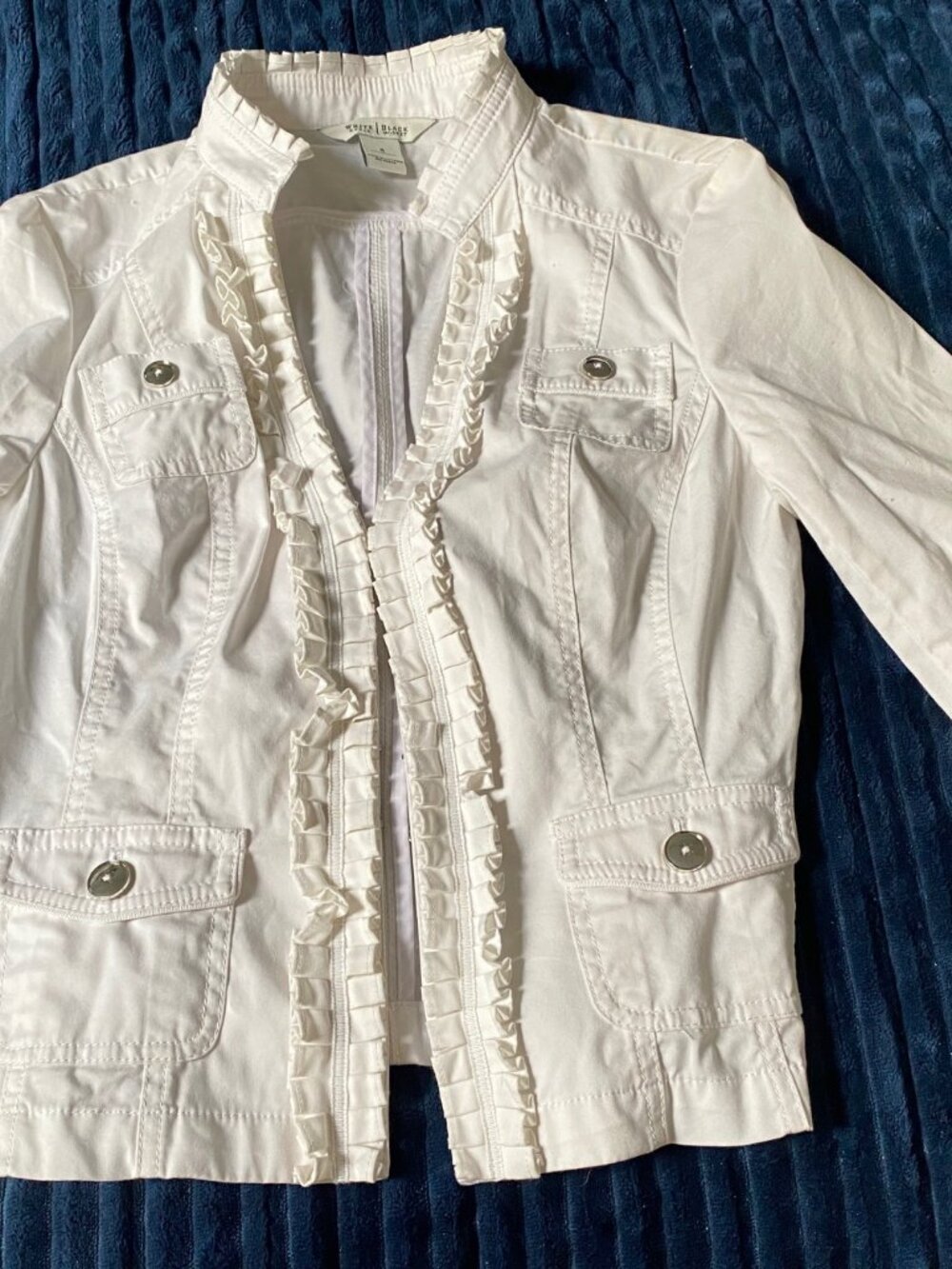 White House Black Market White Cotton Pop Over Jacket   Size 4